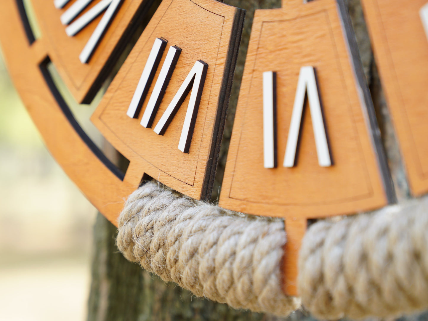 Wooden Wall Clock with Roman Numerals