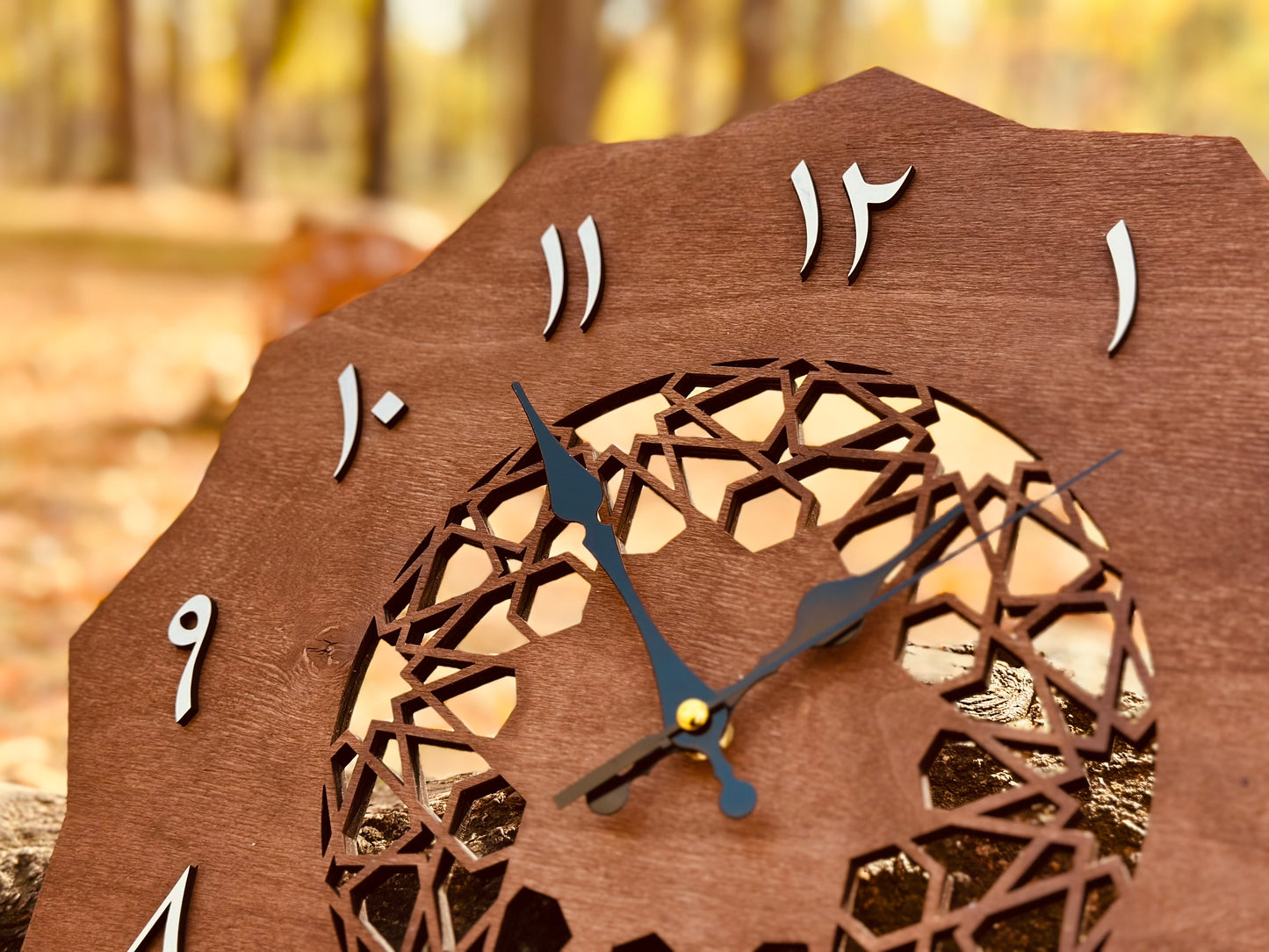 Wooden Wall Clock with Arabic Numerals