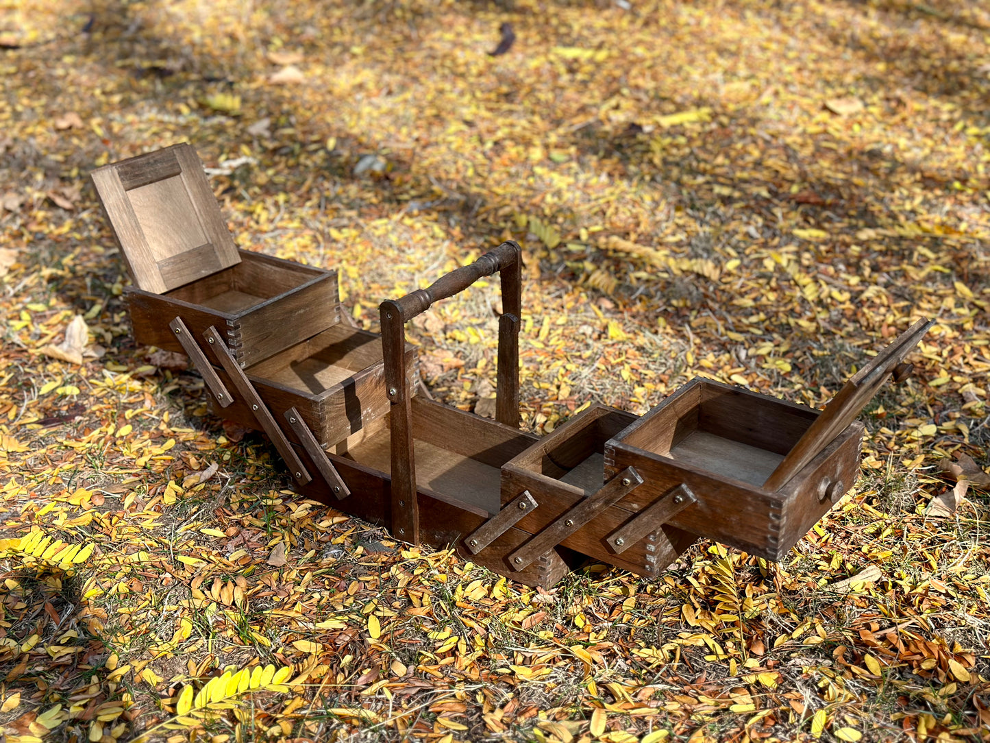 Wooden Tool Chest with Flip Flap Mechanism