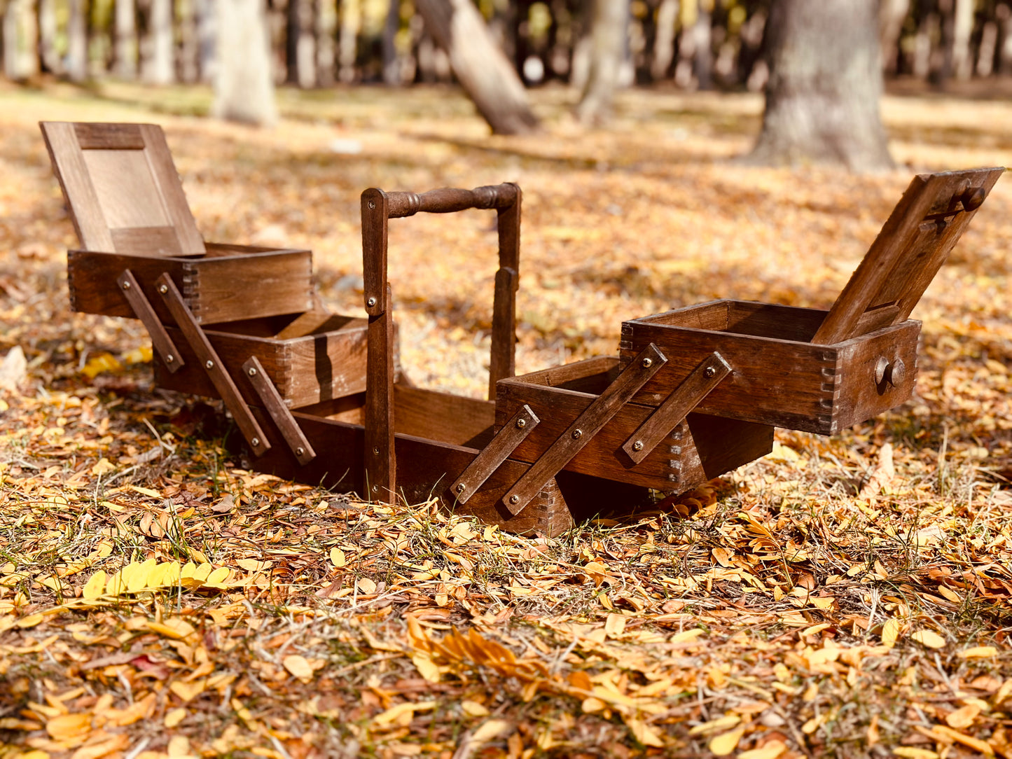 Wooden Tool Chest with Flip Flap Mechanism