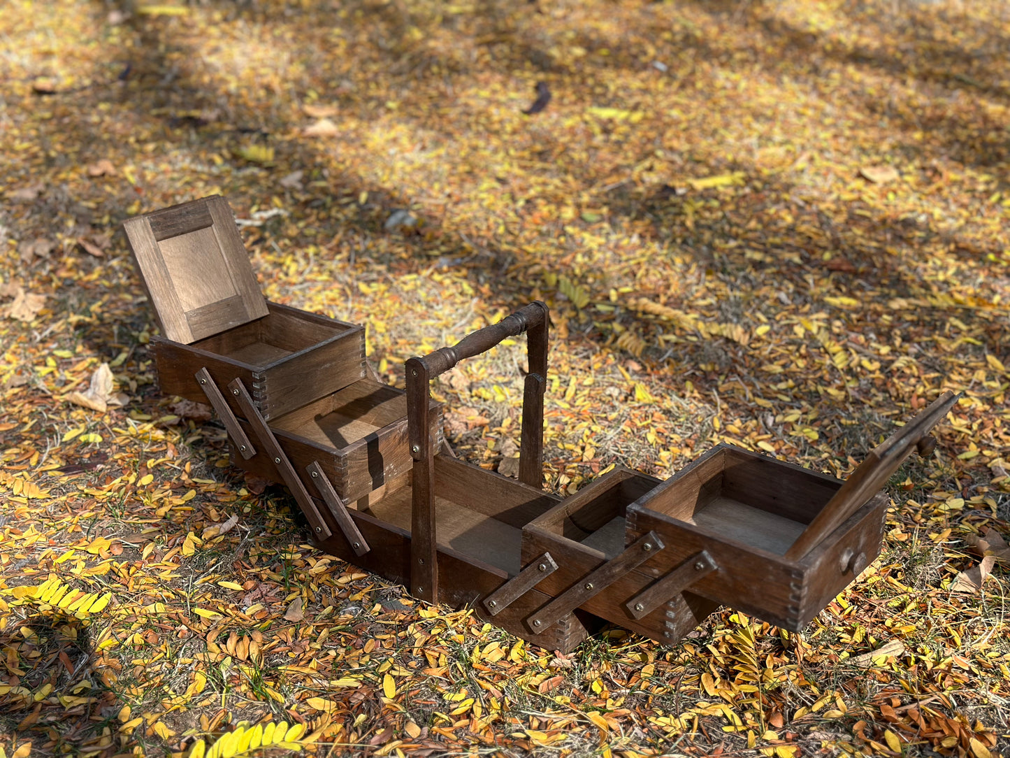 Wooden Tool Chest with Flip Flap Mechanism