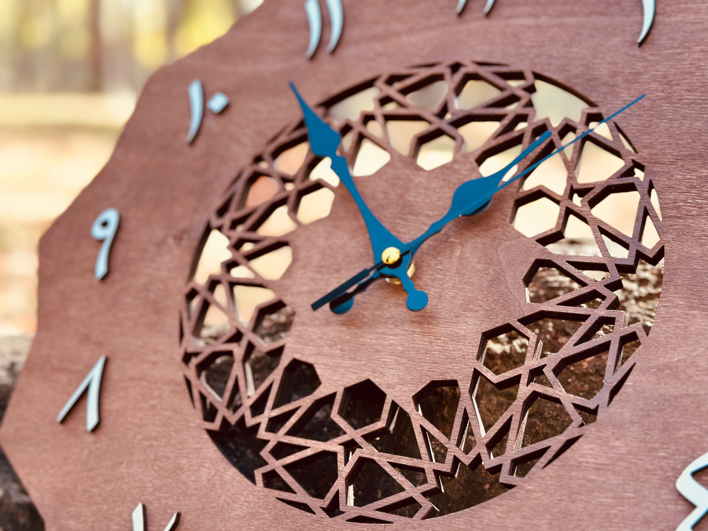 Wooden Wall Clock with Arabic Numerals
