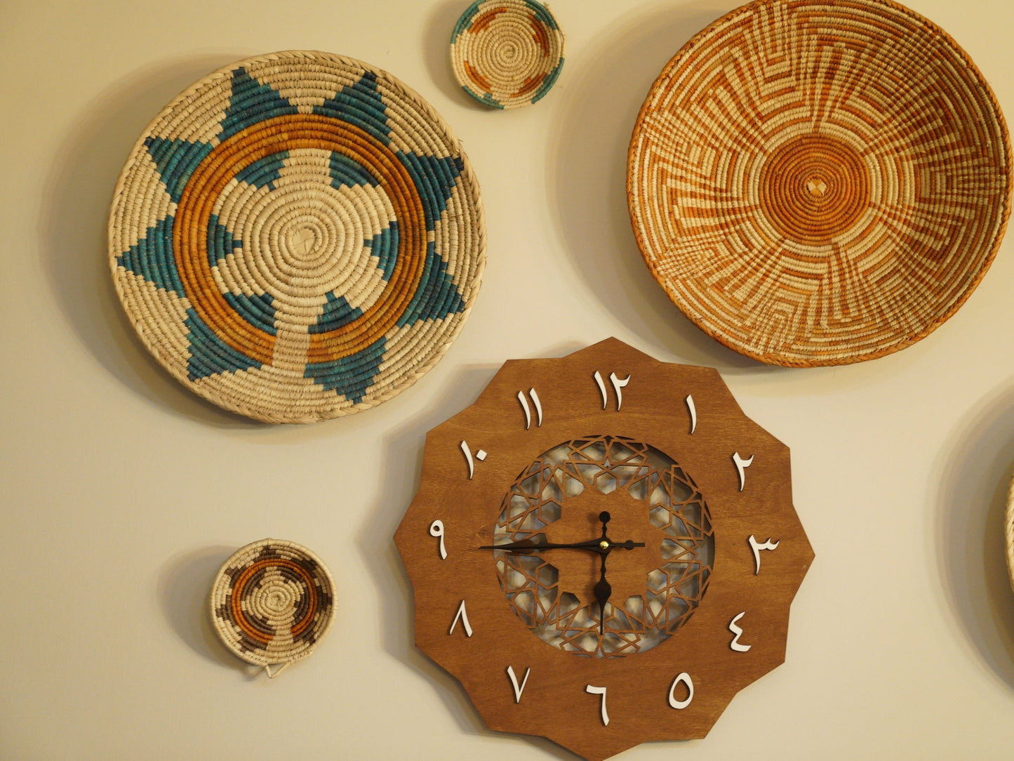 Wooden Wall Clock with Arabic Numerals