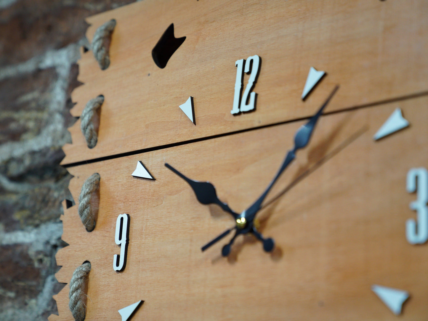 Wooden Wall Clock with Hanging Rope