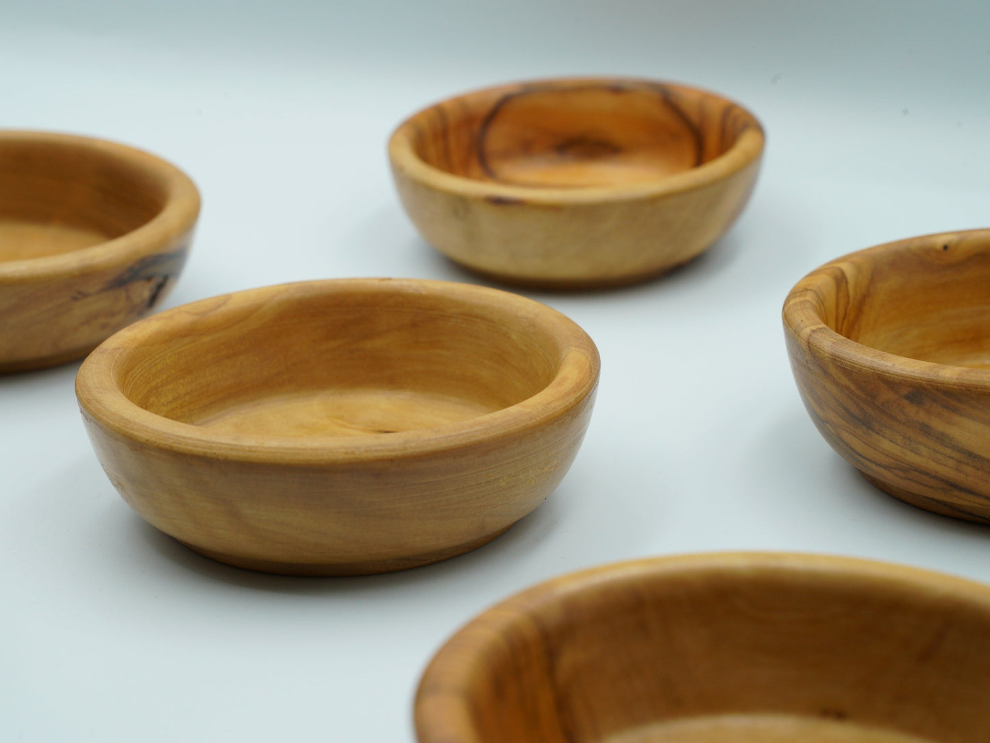 Natural Olive Wood Bowls: Set of 6