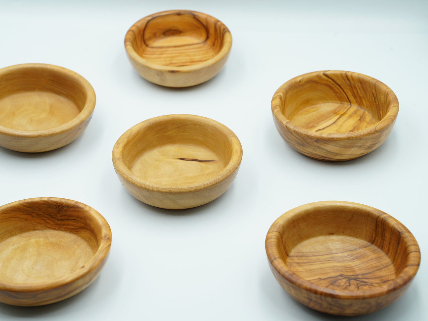 Natural Olive Wood Bowls: Set of 6