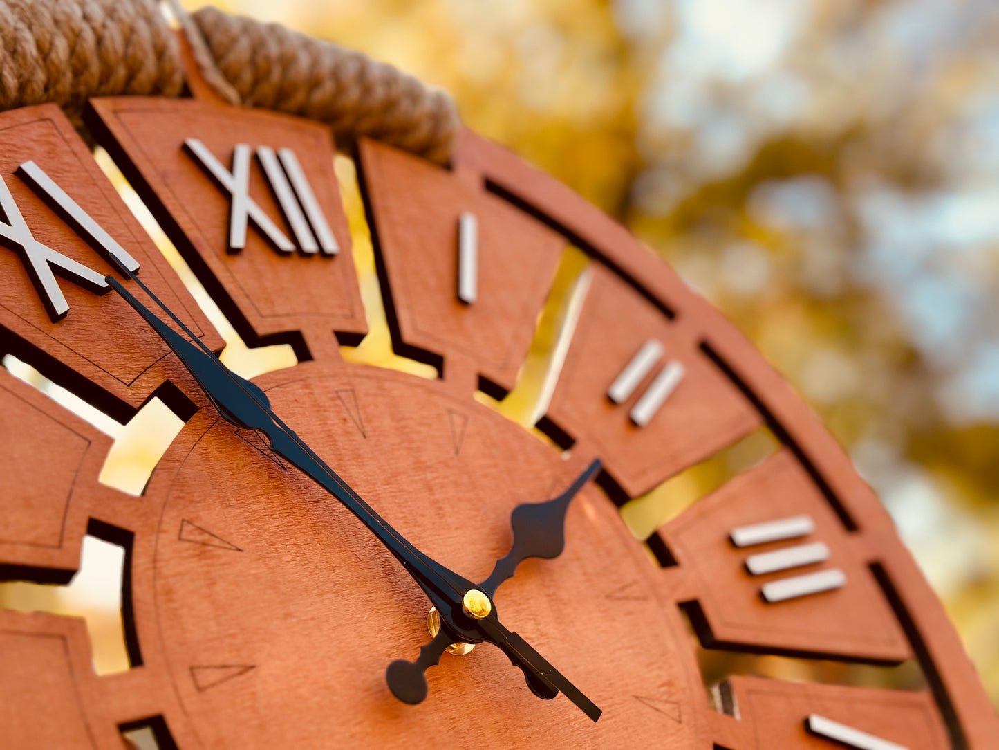 Wooden Wall Clock with Roman Numerals