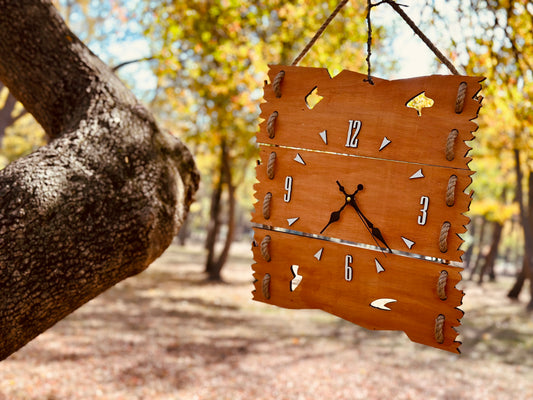 Wooden Wall Clock with Hanging Rope