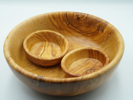 Natural Olive Wood Bowls: Set of 6